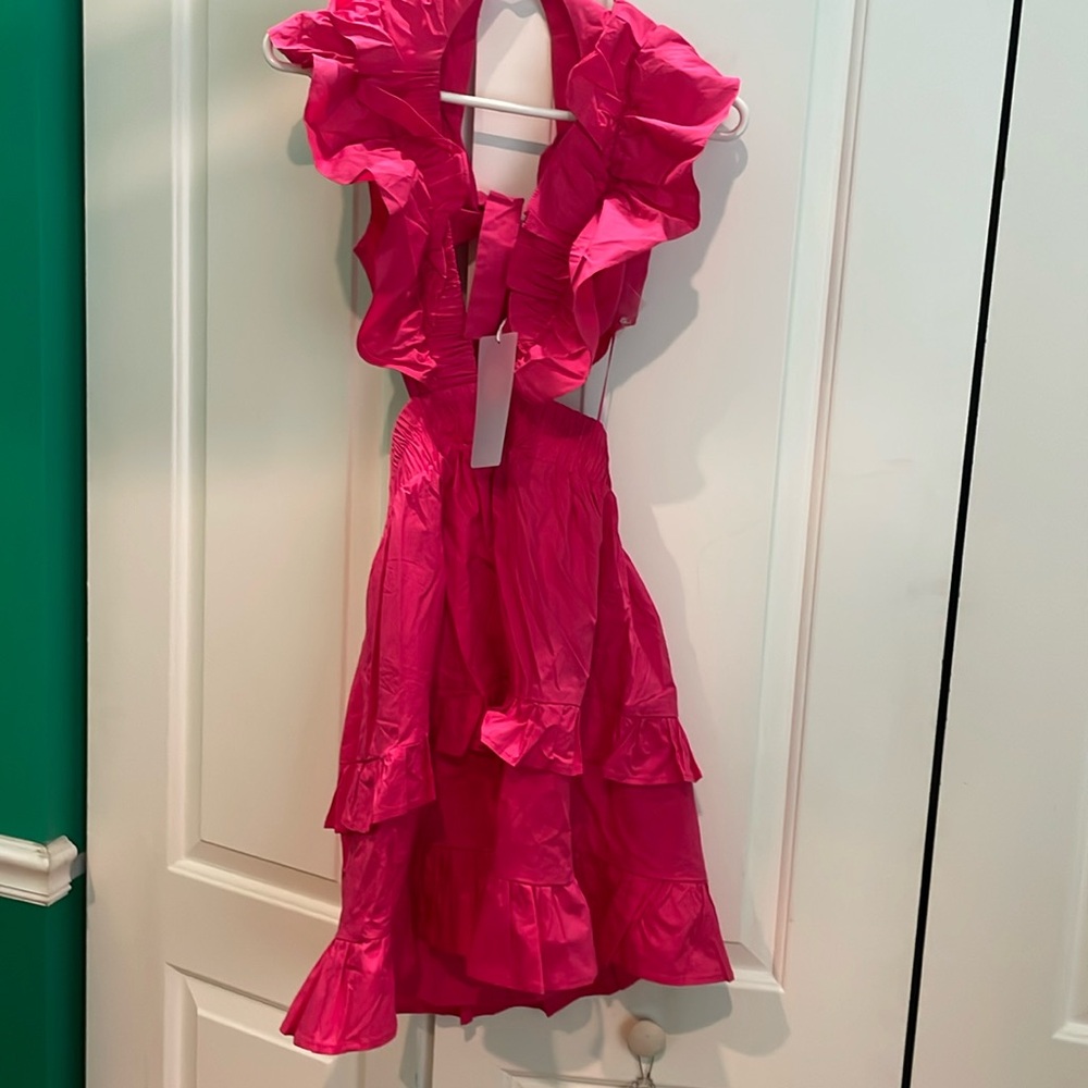 Azura Summer Pink ruffle sleeve dress size small